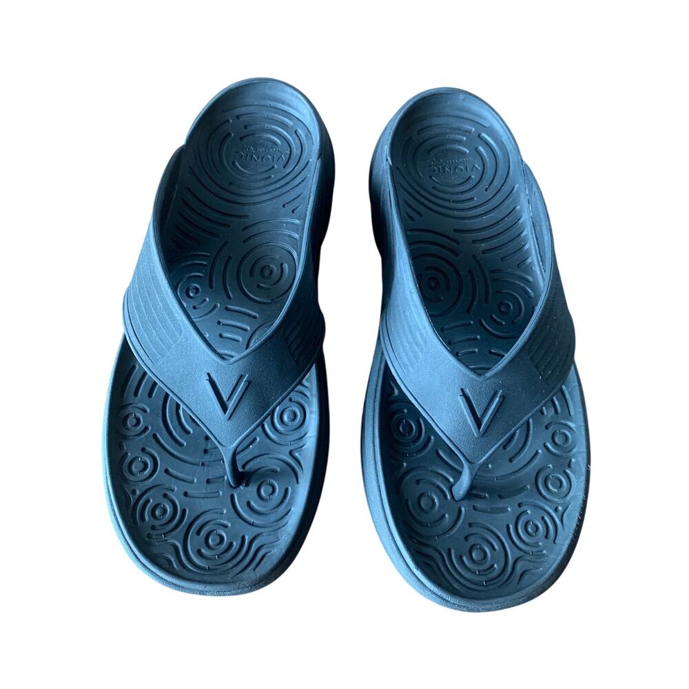 Vionic Tide RX Recovery Sandals Black Thong Black Flip Flops Size M10/W12